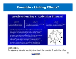 Preamble – Limiting Effects?
32
MPEP 2112.01:
The purpose or intended use of the invention in the preamble  no limiting effect
 