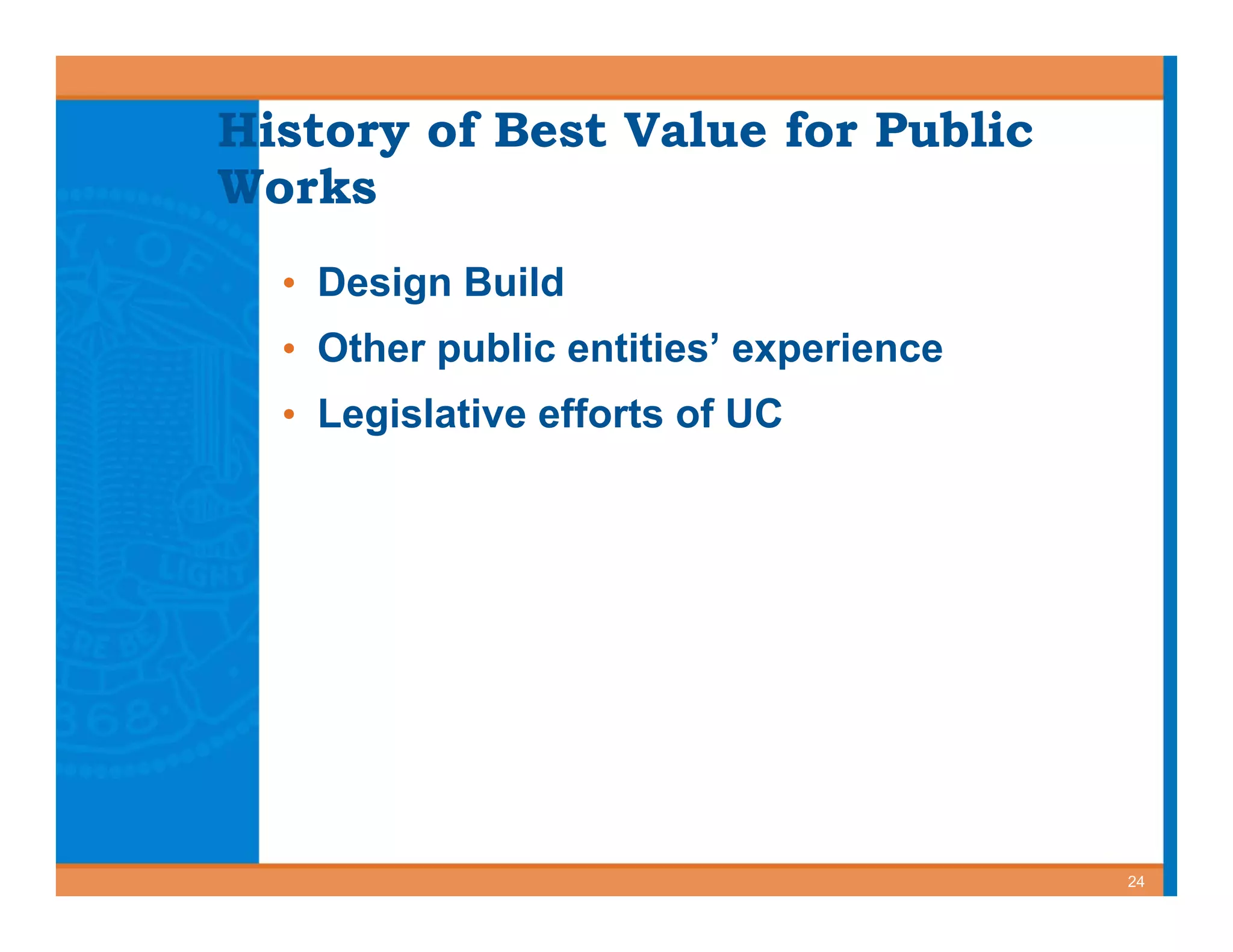 Best Value Contracting for Public Works