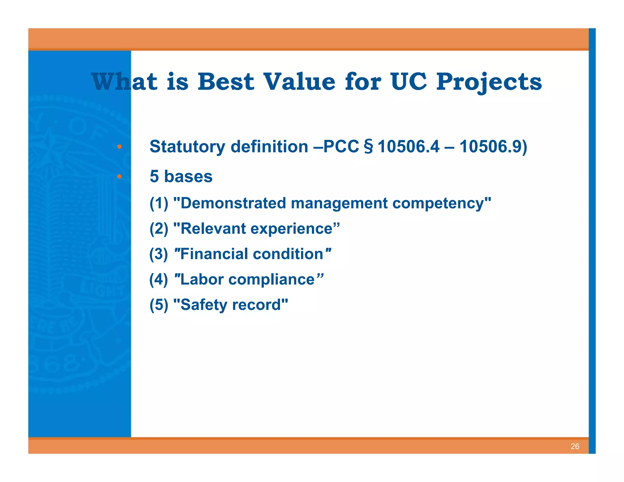 Best Value Contracting for Public Works