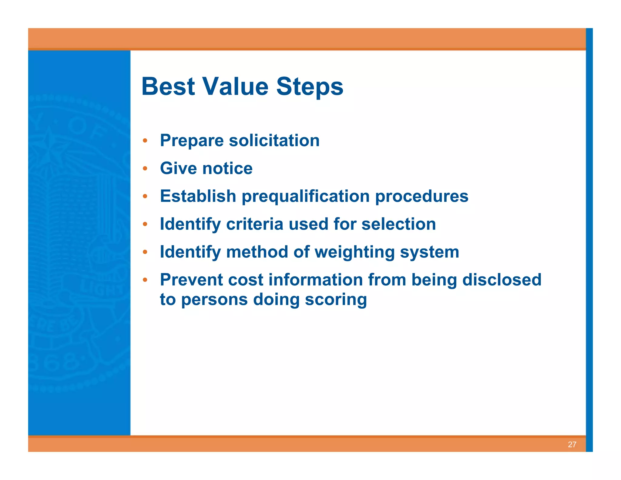 Best Value Contracting for Public Works