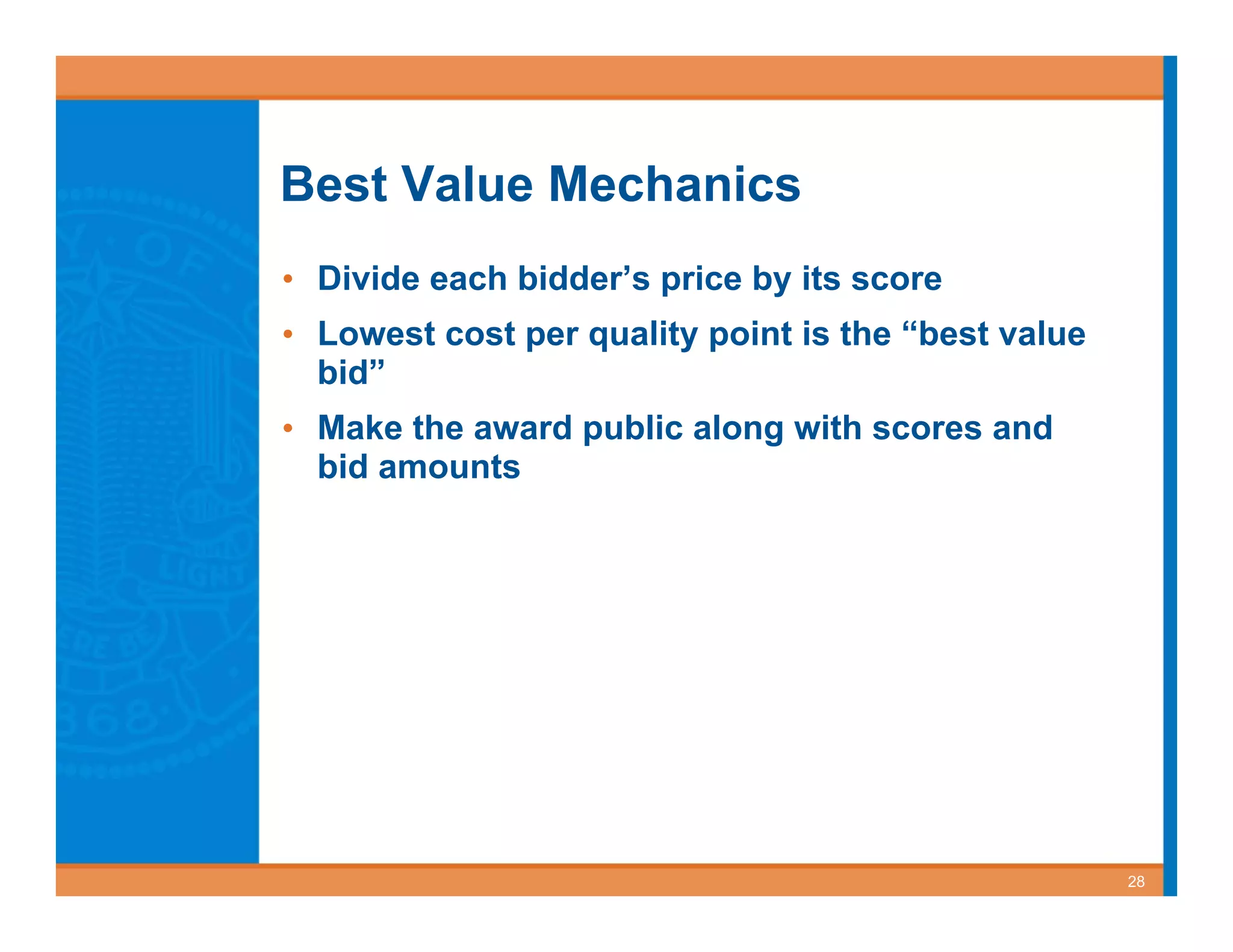 Best Value Contracting for Public Works