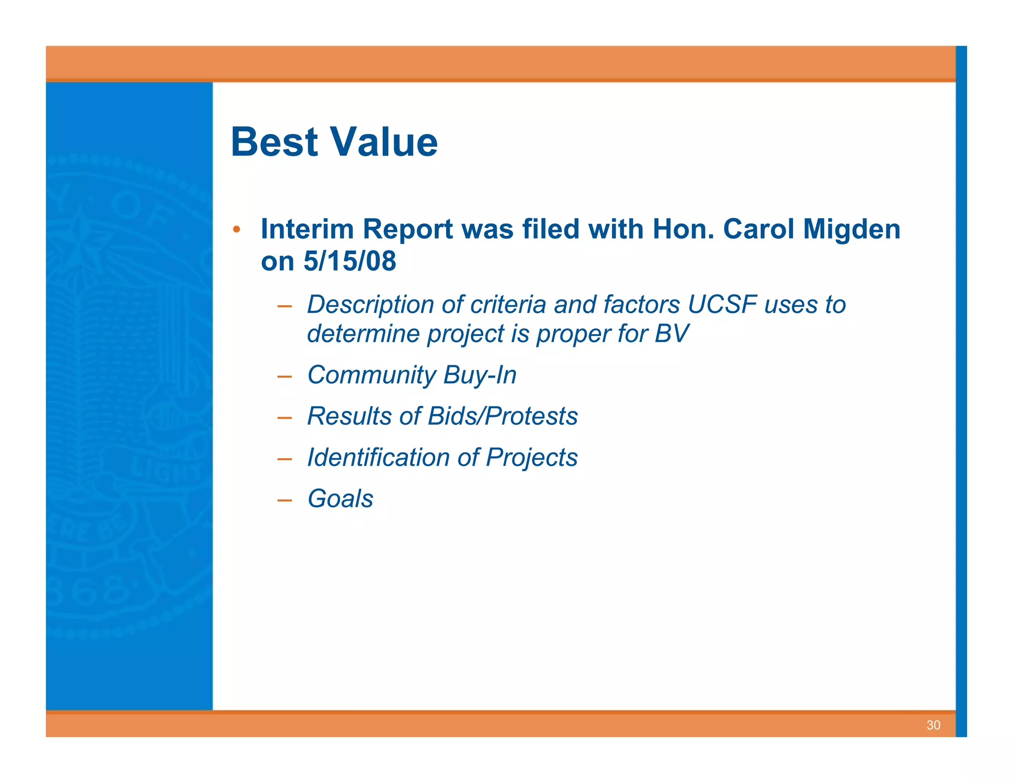 Best Value Contracting for Public Works