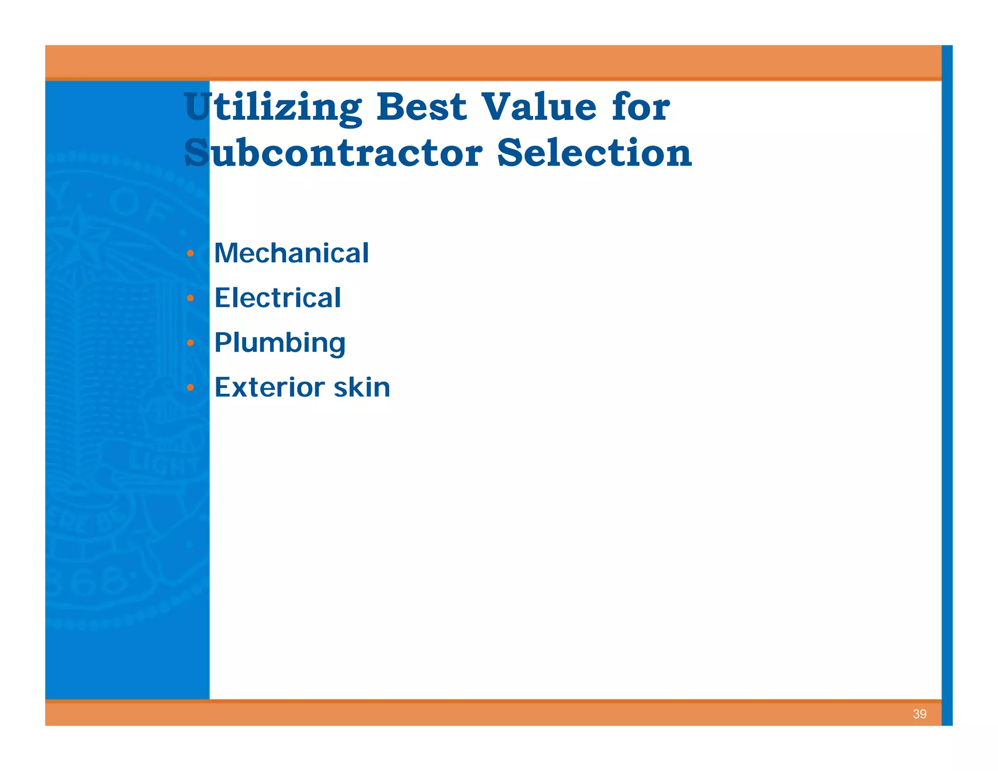 Best Value Contracting for Public Works