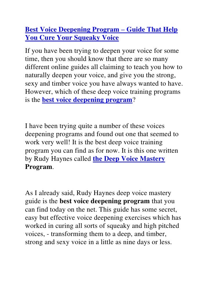 Best Voice Deepening Program Guide That Help You Cure Your Squeaky