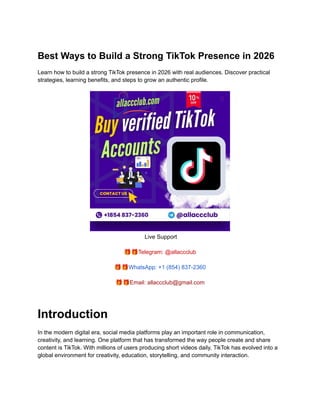 Effective Strategies to Build a Strong TikTok Presence in 2026 | PDF