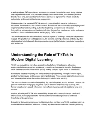 Effective Strategies to Build a Strong TikTok Presence in 2026 | PDF