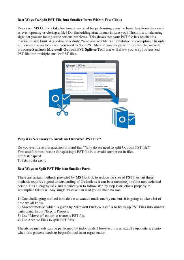 Best Ways To Split Pst File Into Smaller Parts