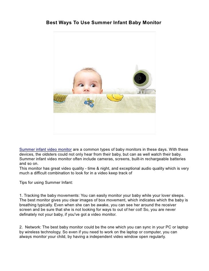 Best Ways To Use Summer Infant Baby Monitor
