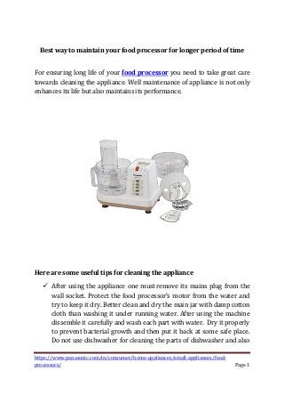 Best way to maintain your food processor for longer period of time