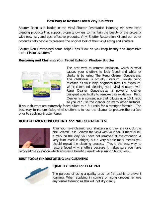 Best Way To Restore Faded Vinyl Shutters