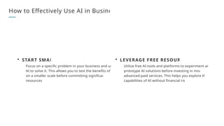 Best Way to Use AI in Business and Free AI Tools to Start Your Learning ...