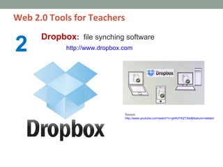 Web 2.0 Tools for Teachers


2
      Dropbox: file synching software
            http://www.dropbox.com




              ...