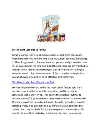 Best Weight Loss Tips to Follow