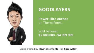 GOODLAYERS
Power Elite Author
on ThemeForest
Sold between
$2 000 000 - $4 999 999

Slides created by Divine Elemente for SpeckyBoy

 