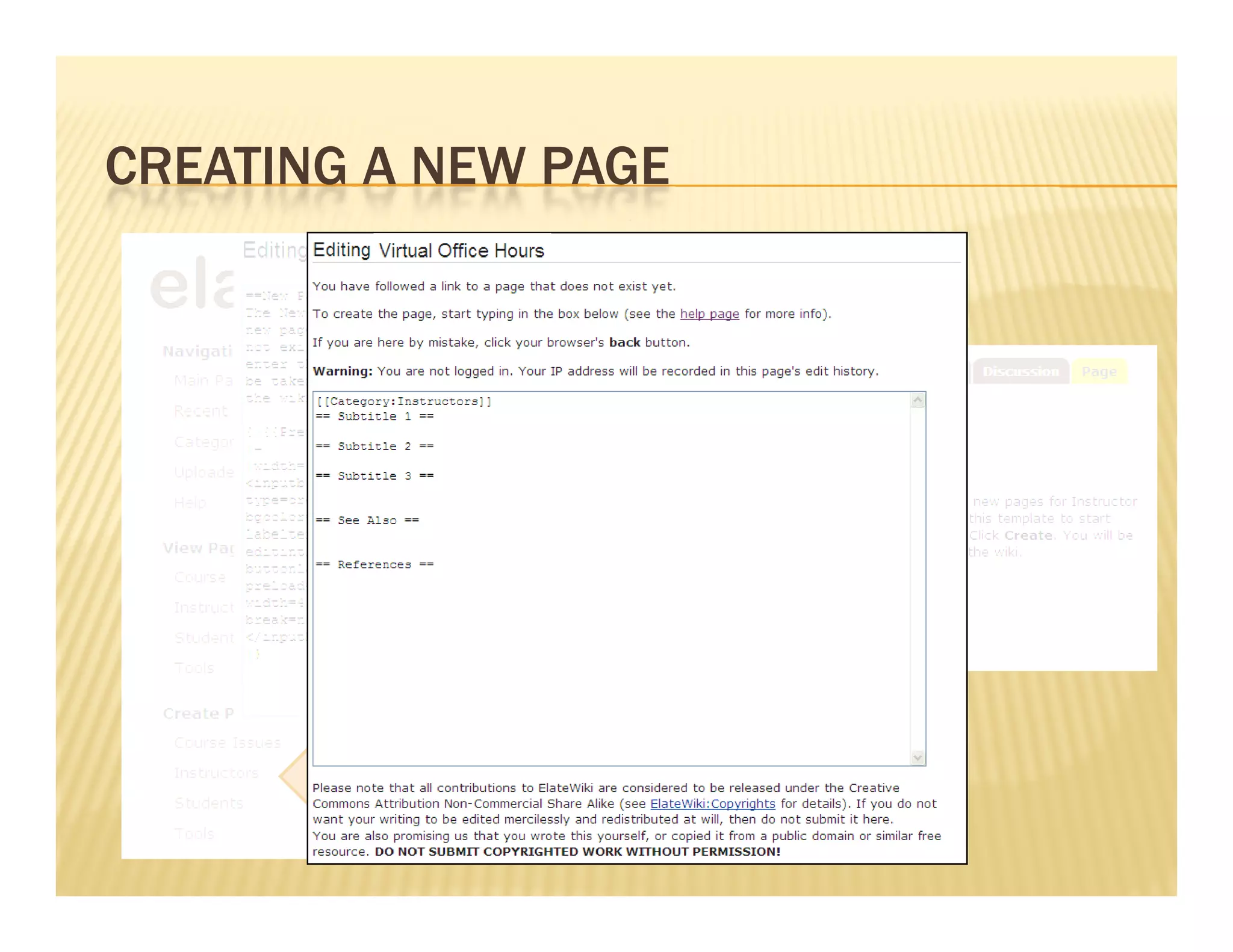 CREATING A NEW PAGE




             WIKIMEDIA SCRIPT for PROMPT
 
