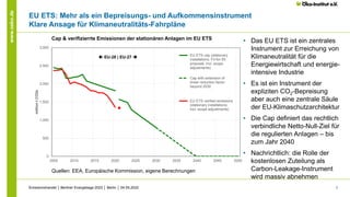 3
www.oeko.de
EU ETS: Mehr als ein Bepreisungs- und Aufkommensinstrument
Klare Ansage für Klimaneutralitäts-Fahrpläne
• Da...