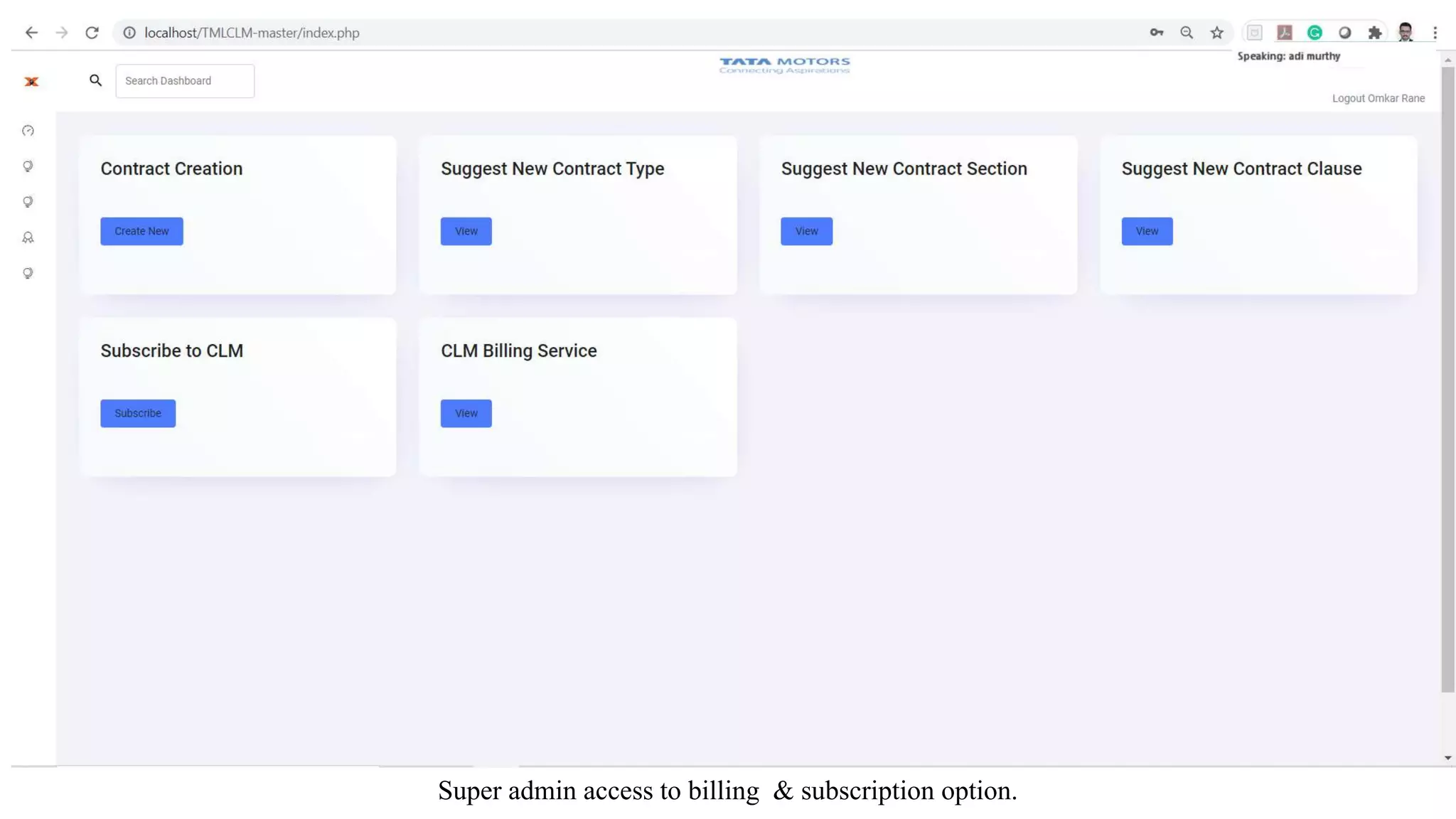 Super admin access to billing & subscription option.
 
