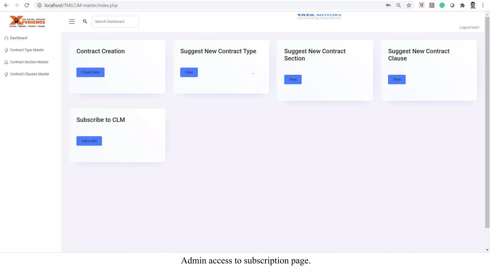 Admin access to subscription page.
 