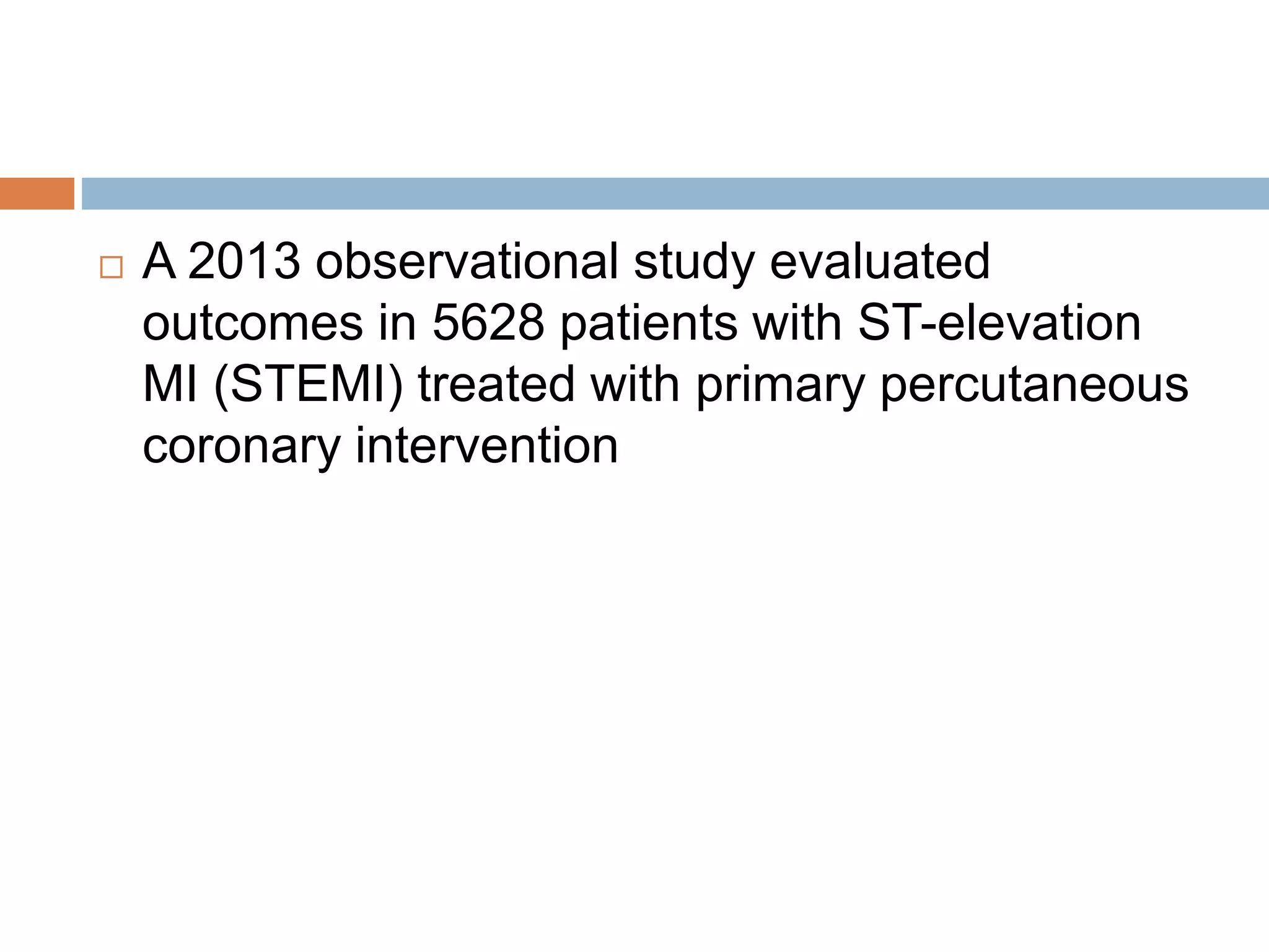  Many patients have been continued on this
therapy indefinitely based on a 1999 meta-
analysis of over 50,000 patients that showed a
23 percent reduction in death at a mean
follow-up of 1.4 years.
 Limitations - relatively short duration of follow-
up, Reperfusion and Current GDMT were
underutilized
 