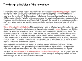 The design principles of the new model
Conventional management practice has ignored the importance of understanding princi...