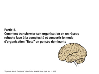 Partie 5.
Comment transformer son organisation en un réseau
robuste face à la complexité et convertir le mode
d'organisation "Beta" en pensée dominante
“Organiser pour la Complexité“ - BetaCodex Network White Paper No. 12 & 13
 