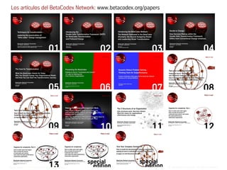 © BetaCodex Network – All rights reservedWhite paper – The 3 Structures of an Organization 25
Find all BetaCodex Network white papers on www.betacodex.org/papers and on Slideshare.
Special	
  
Edi+on	
  
Special	
  
Edi+on	
  
The BetaCodex Network white papers - so far
 