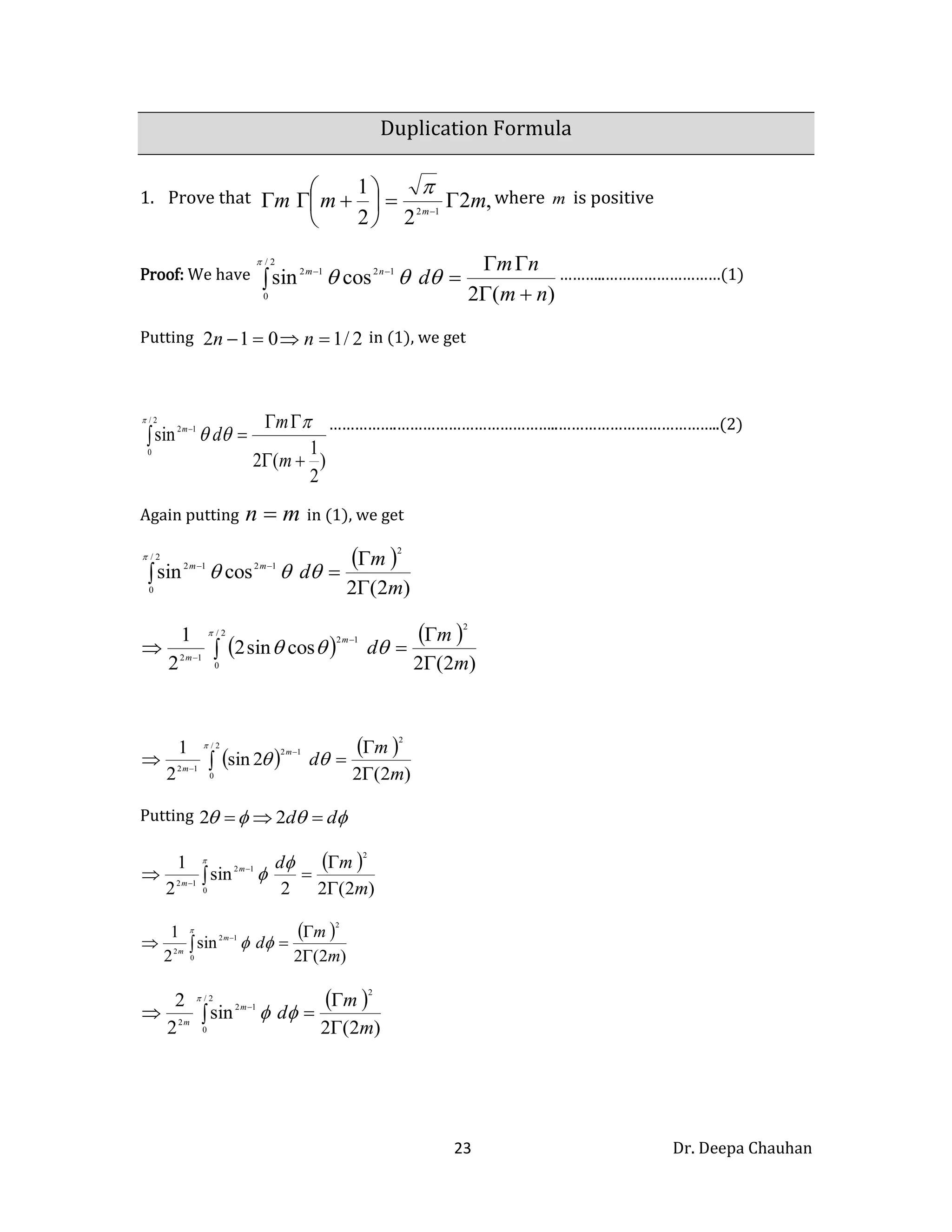 Beta & Gamma Functions | PDF