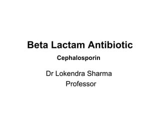Beta Lactam Antibiotic
Cephalosporin
Dr Lokendra Sharma
Professor
 