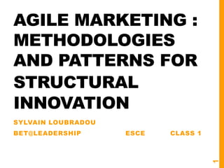 AGILE MARKETING :
METHODOLOGIES
AND PATTERNS FOR
STRUCTURAL
INNOVATION
SYLVAIN LOUBRADOU
BET@LEADERSHIP ESCE CLASS 1
1
 