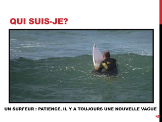 QUI SUIS-JE?
4
UN SURFEUR : PATIENCE, IL Y A TOUJOURS UNE NOUVELLE VAGUE
 