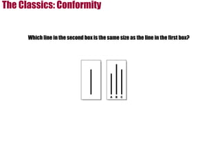 Which line in the second box is the same size as the line in the first box?  The Classics: Conformity  