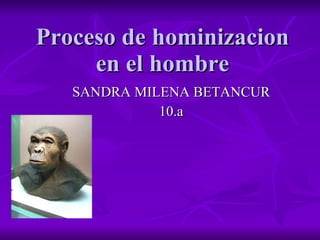 Proceso de hominizacion en el hombre SANDRA MILENA BETANCUR 10.a 