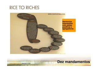 Harmonize
                                          impressões
                                          com pistas
                                          positivas e
                                          agregadoras




Fabio Tadashi Suzaki copyright © 2008
                                        Dez mandamentos
 