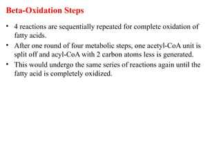 Beta oxidation of fatty acids for medical biochemistry | PPTX