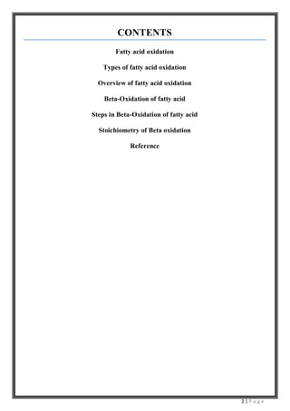 Beta oxidation of saturated fatty acid | PDF