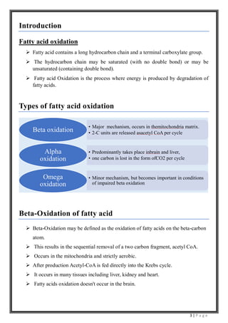 Beta oxidation of saturated fatty acid | PDF