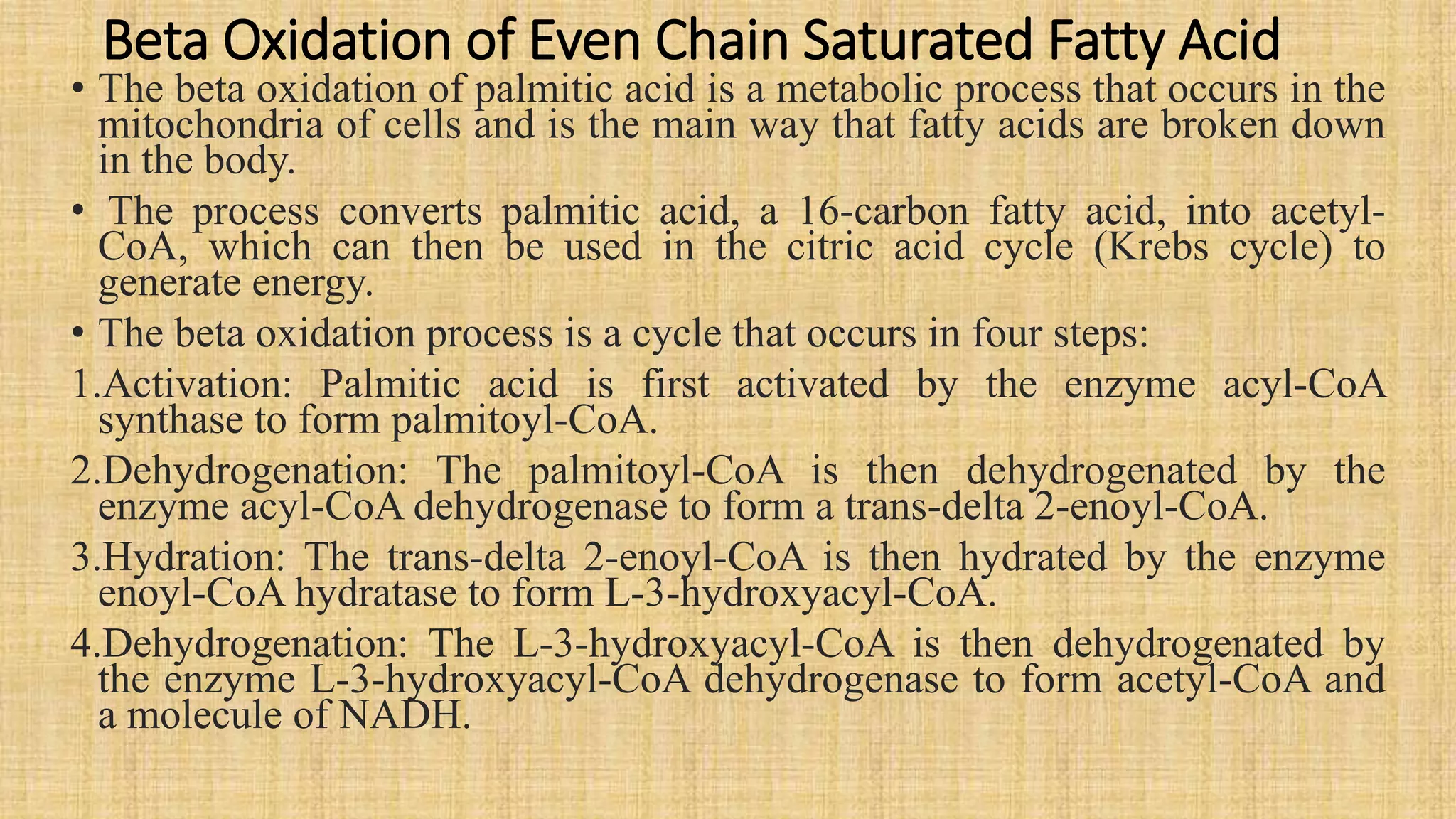 Beta Oxidation of Saturated Fatty acids.pptx
