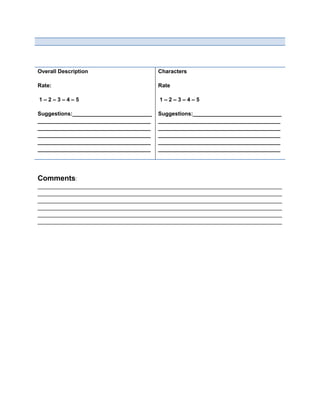 Beta Reader Example Beta reader worksheet | DOCX