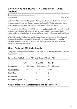 Motherboards: ATX vs Micro ATX vs Mini ITX – Which Should I Choose? 