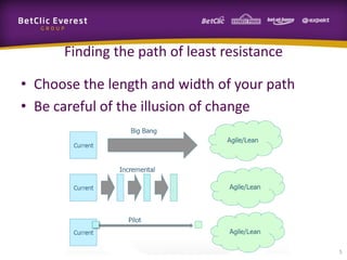 Finding the path of least resistance

• Choose the length and width of your path
• Be careful of the illusion of change




                                             5
 