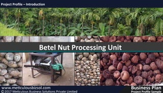 Betel Nut Processing Unit
Project Profile – Introduction
 