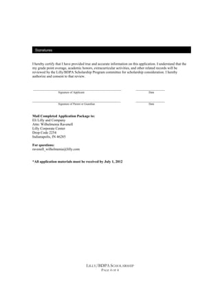 Eli Lilly Scholarship for BDPA Students | PDF