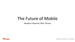 The Future of Mobile
Meaghan Fitzgerald, CMO, 23snaps

Meaghan Fitzgerald - @megfitz

 