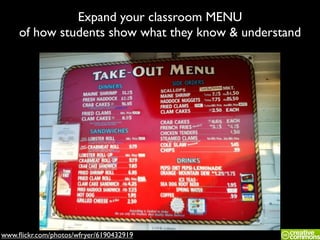 www.ﬂickr.com/photos/wfryer/6190432919
Expand your classroom MENU
of how students show what they know & understand
 