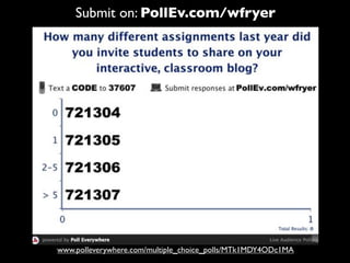 www.polleverywhere.com/multiple_choice_polls/MTk1MDY4ODc1MA
Submit on: PollEv.com/wfryer
 