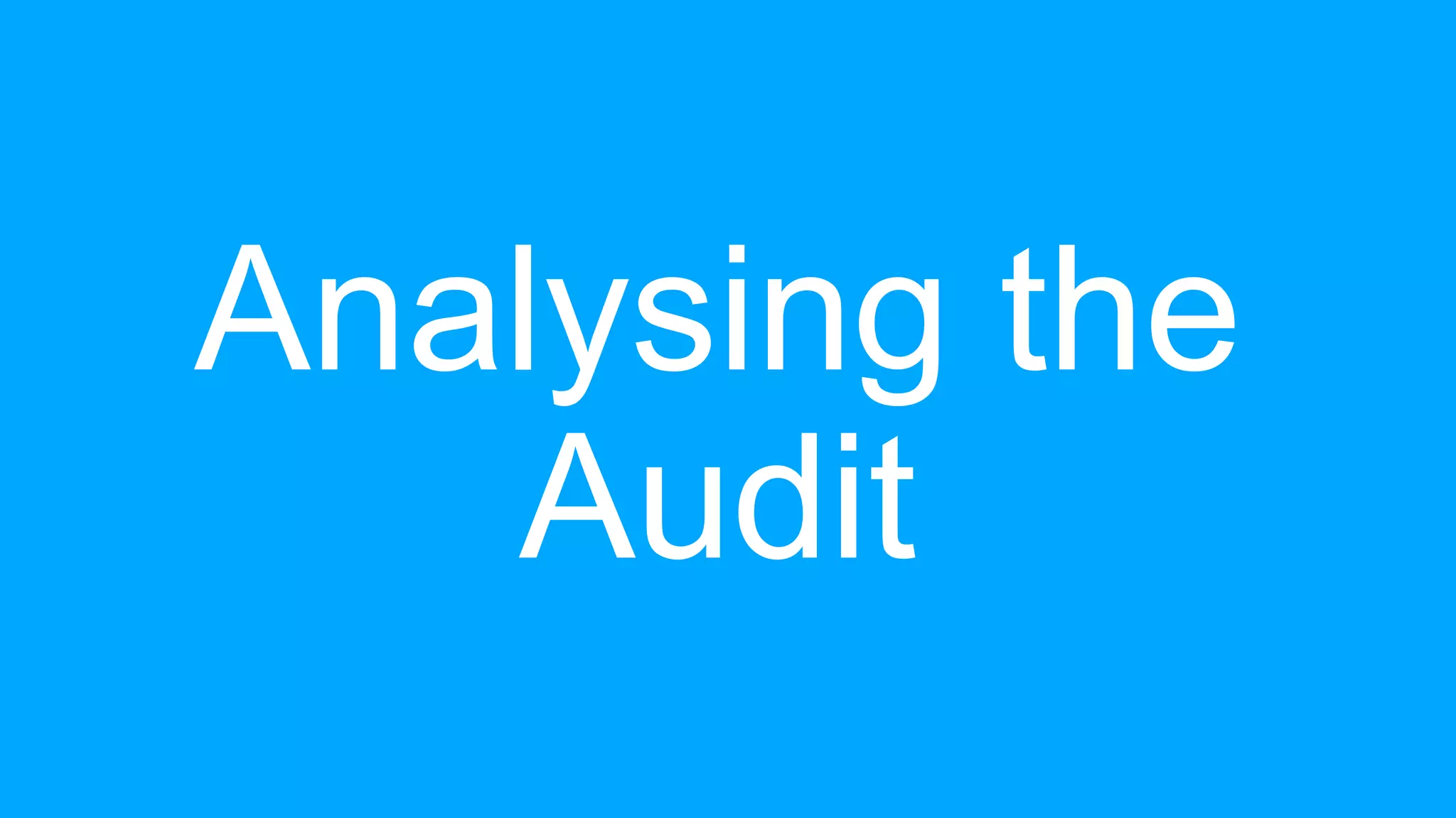 Analysing the
Audit
 
