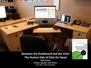 Between the Dashboard and the Chair
The Human Side of Data for Good
Beth Kanter
Author, Speaker and Trainer
June, 2014 – Gates Foundation
 