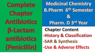 Chapter Content
-History & Classification
-SAR & Synthesis
-Use & Adverse Effects
 
