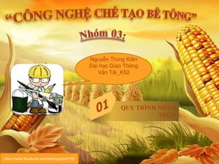 1
QUY TRÌNH NHÀO
TRỘN
Nguyễn Trung Kiên
Đại học Giao Thông
Vận Tải_K52
https://www.facebook.com/kiennguyen0108
 
