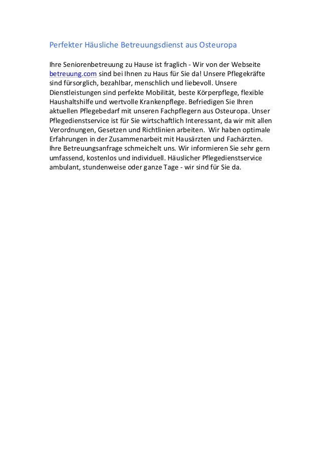 Betreuung Seniorenpflege